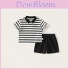 Childrens Striped Cotton Short Sleeve Set For Boys And Girls Spring Summer Playtime Comfort