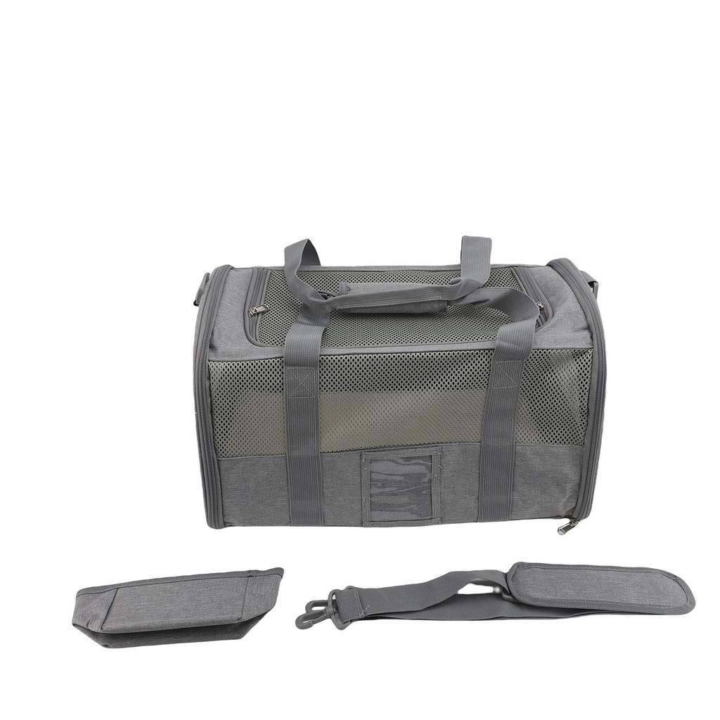 Foldable Pet Carrier Bag with Shoulder Strap Mat Detachable Bowl Breathable Soft Sided Cat Dog Carrier for Travel