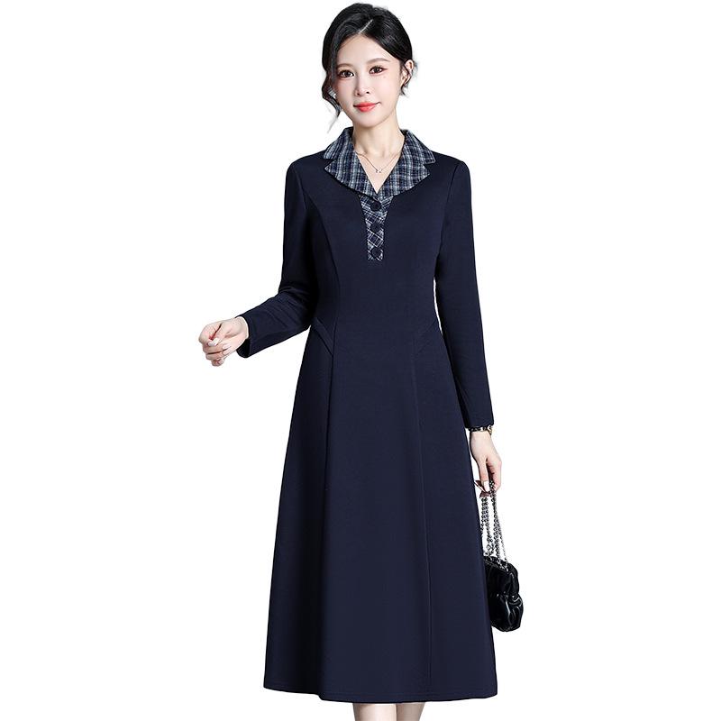 2026 Spring Plus Size Korean Style Elegant Knee-Length Women's Slim Fit Dress