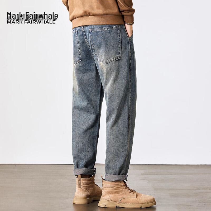 Mark Fairwhale Men's Retro Washed Straight-Leg Jeans