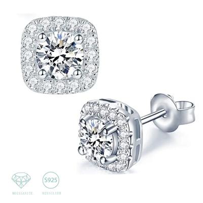 S925 Sterling Silver 1-2 Carat Moissanite Stud Earrings Hip Hop Rock Style Couple Men Women Anniversary Birthday Gift