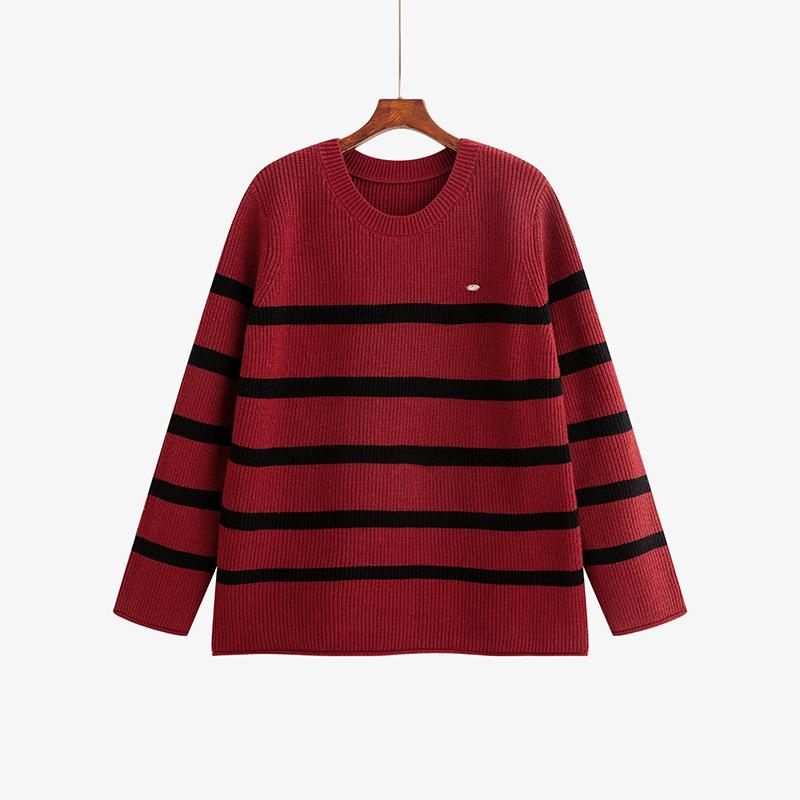 Plus Size Women s Color Block Round Neck Sweater - Winter 2025 Style Casual Loose Knitwear for Chubby Women. 2XL (80-100 kg)