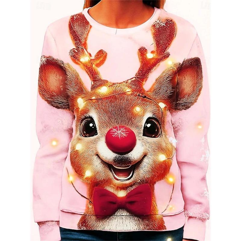 New Cute Elk 3D Printed Ugly Xmas Sweater Merry Christmas Animals Graphic Sweatshirts Reindeer Unisex Pullovers Tracksuit Tops