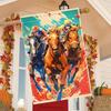 1pc, Retro Style Horse Racing Garden Flag, Lawn Decoration, Storefront Decoration, Outdoor Decoration,Double-Sided Garden Flag, Courtyard Decoration,