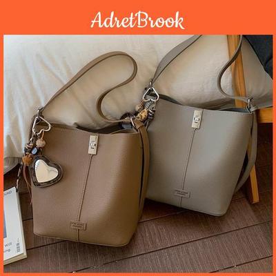Pu Retro Fashion Water Bucket Bag For Daily Casual Womens Shoulder Purse