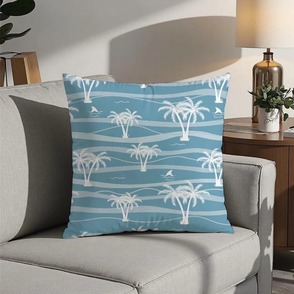 Single Side Printed Cushion Cover Palm Tree Flower Pillowcase Home Gift