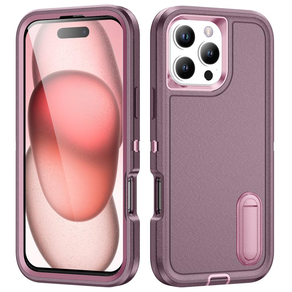 For iPhone 16 Pro Max Case Kickstand Shockproof PC+Silicone+EVA Phone Cover