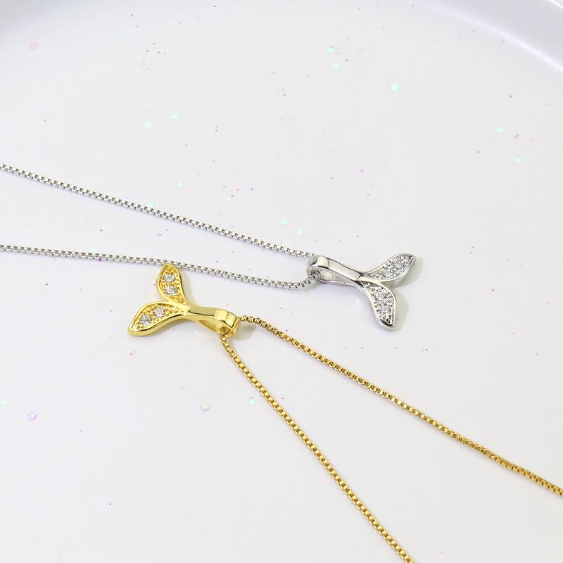 Korean Style Simple Silver-Plated Fishtail Pendant Necklace for Women