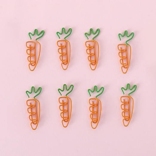 20Pcs Paper Clip Cartoon Carrot Shaped Dual Color Cute Paperclips for Files Planner