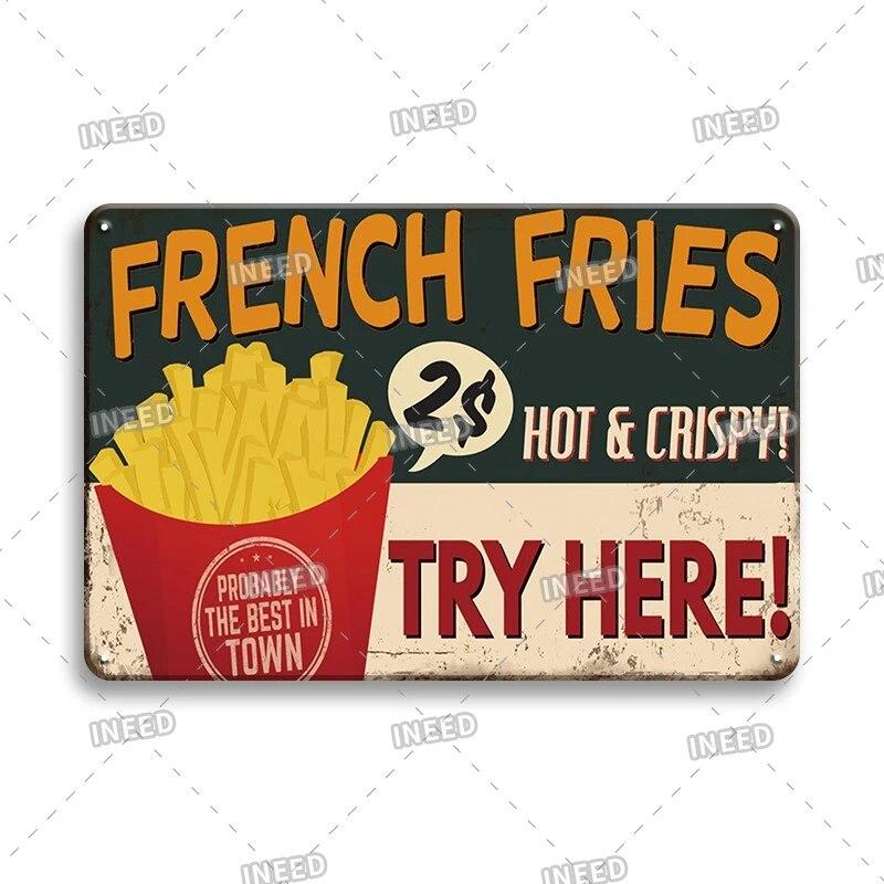 Burger Sign Best in Town 100% Beef BBQ Vintage Decor Hotdogs Kitchen Decorations Wall Plaque Retro Decor Vintage Food Sign