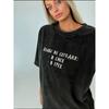 European and American Retro Old Washed Black Letters Print Cotton T-shirt Letter Printed Loose T-shirt