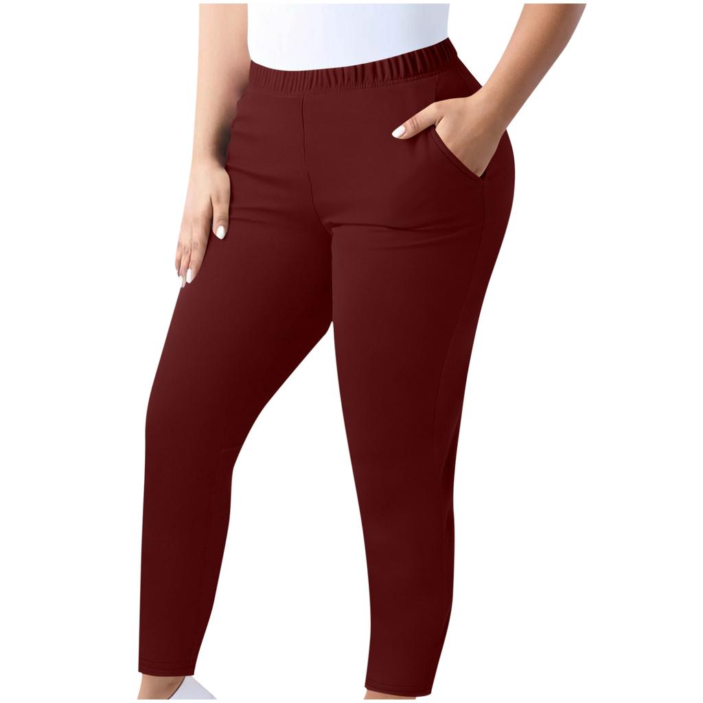 Plus Size Women Casual Yoga Leggings Stretchy Waistband Full Length Pants Comfortable Fit Suitable for Various Activities and Daily Wear