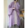 Johnature Linen Chinese Style Casual Shawl Autumn Woman Fashion Vintage Style Solid Color Long Sleeves Coat