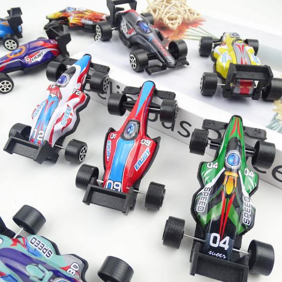12Pcs Kids Racing Car Toy Pull Back Formula 1 Race Car Model Metal Body Rubber Wheels Die-cast Vehicle Decoration Toddlers Boys Birthday Gift