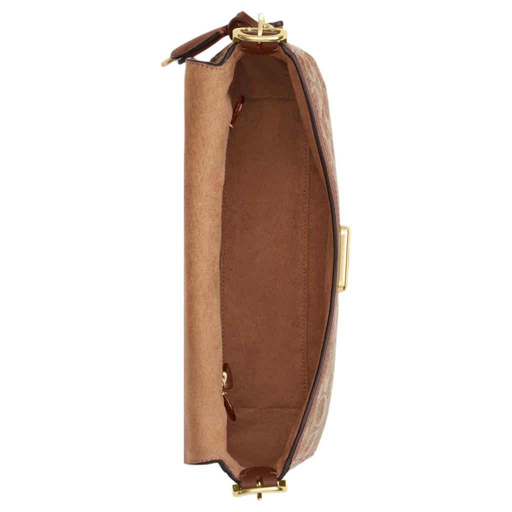 Coach Etta 25 Klassische Monogramm-Stoff-Umhängetasche Mittelgroß Damen-Umhängetasche Hell-Khaki Vintage-Braun CCV65-IMYN0