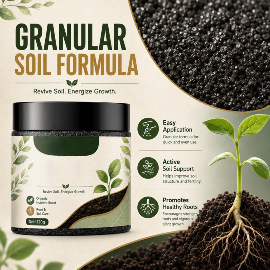 Ammendante per Terriccio Piante 120g Potenziatore Nutrizionale Biologico Cura di Radici e Terreno Rivitalizza il Terreno Energizza la Crescita Adatto per Piante da Interno ed Esterno