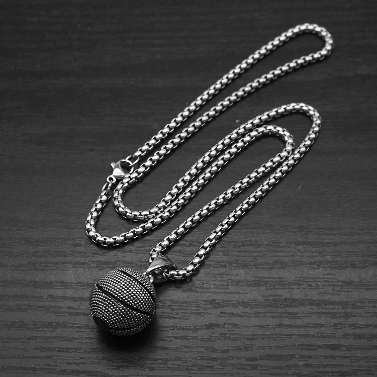 European-American Punk Hip-Hop Rock-Style Titanium Basketball Necklace for Men & Couples