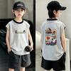 Boys' 2026 Summer Color Block Cotton Vest: Trendy Sleeveless T-shirt for Medium & Older Boys