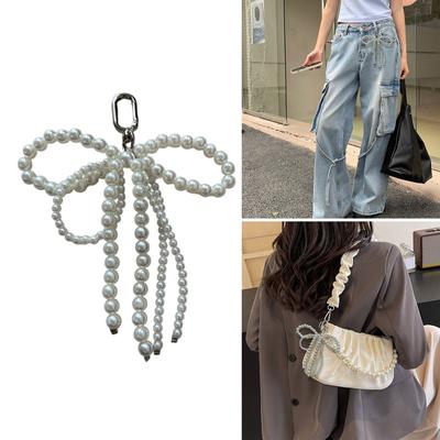 Portachiavi Ciondolo Fiocco Perle Perline Ciondolo Borsa Telefono Zaino Donna Borsa a Mano Fascino Bellissimi Pendenti Decorazione