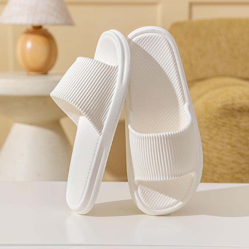 Unisex Simple Solid Color Striped Home Slippers Women Comfy EVA Flat Non Slip Bathroom Slippers Ultralight Travel Hotel Slippers