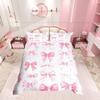Pink Ribbon Bow Duvet Cover Set Single Size Dreamy Coquette Bedding Set With 1 Pillowcase For Princess Girls