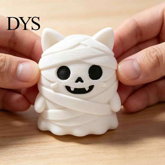 Miniature Cat Figure 3D Printed Mummy Figurine, Cute Bandaged Kitten Statue for Halloween Tabletop Detailed Collectible Decoration, Compact