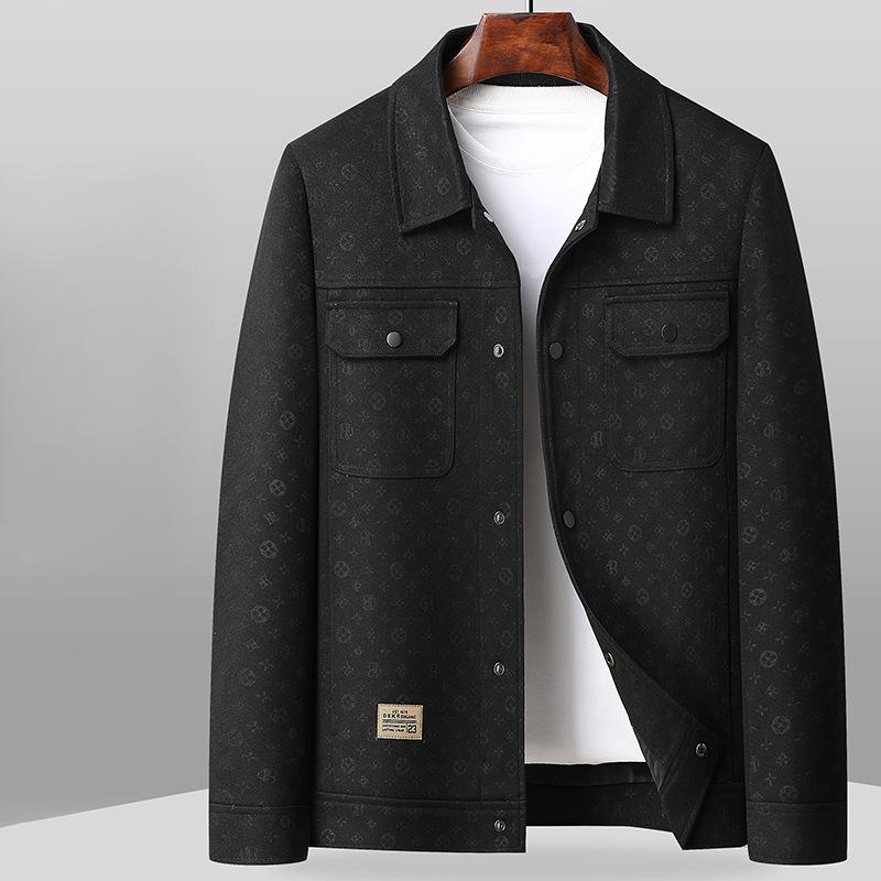 

Spring and Autumn New Lapel Tooling Version Top Middle-aged and Young Light Luxury Business Trend Jacket Jacket 195 чёрный
