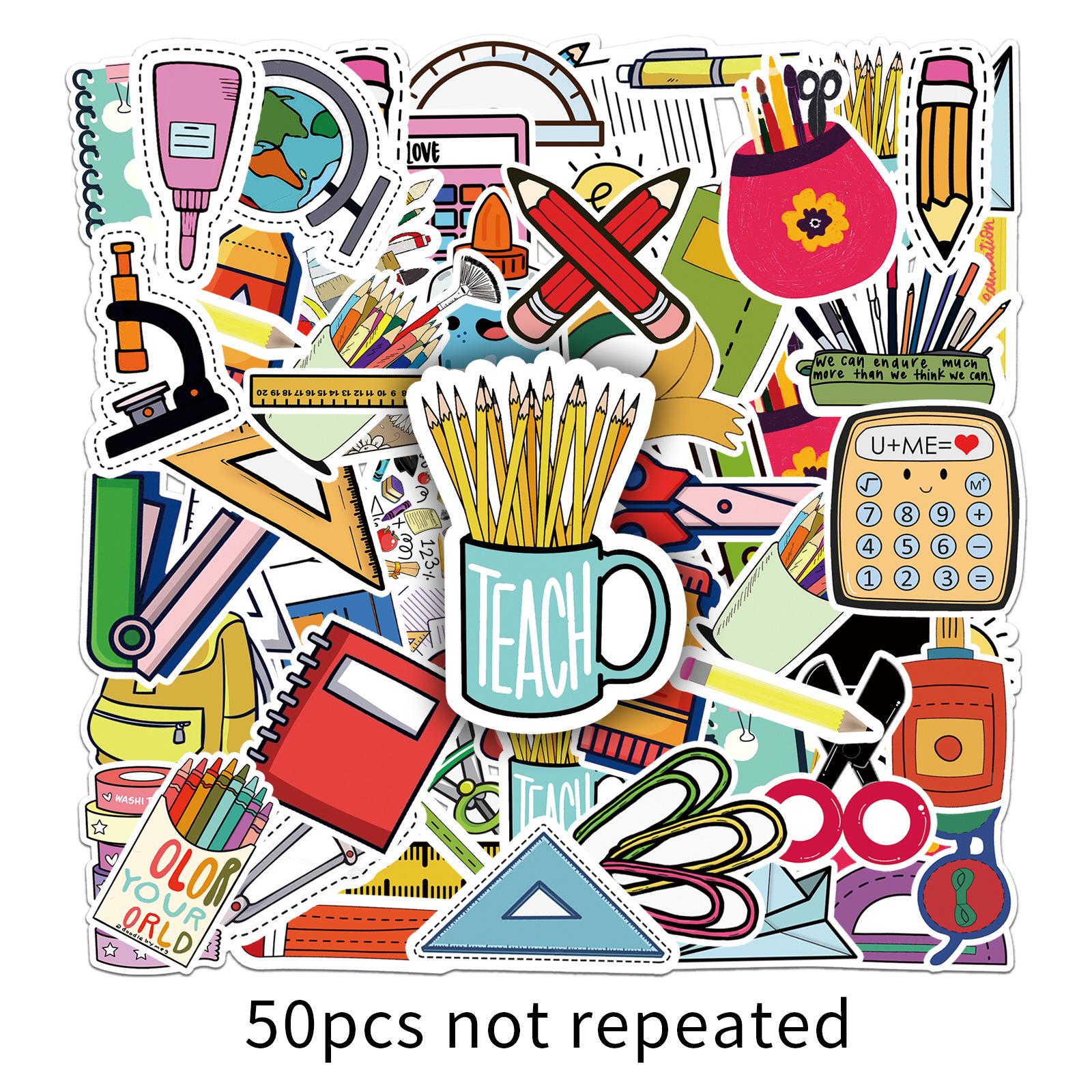 50 Sheets of Cartoon INS Style Milk Tea & Water Cup Stickers - Cute DIY Decoration with Drop Glue Feature