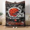 Name Custom Cleveland Browns Logo Print Flannel Blanket High Quality Warm Comfortable Cover for All Seasons Perfect for Gifts Home Decor