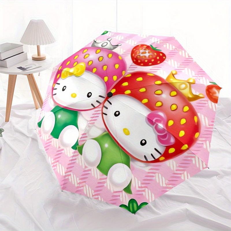 1pc Hello Kitty Strawberry Princesses Umbrella with Plastic Handle,Suitable for All Seasons Home Travel Outdoor UmbrellaSanlio414