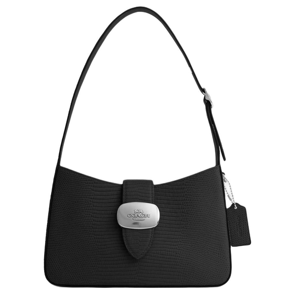 Coach Eliza 25 Adjustable Handle Lizard Embossed Leather Tote Shoulder Bag Medium Women handbags Silver Black CR107-SVBK