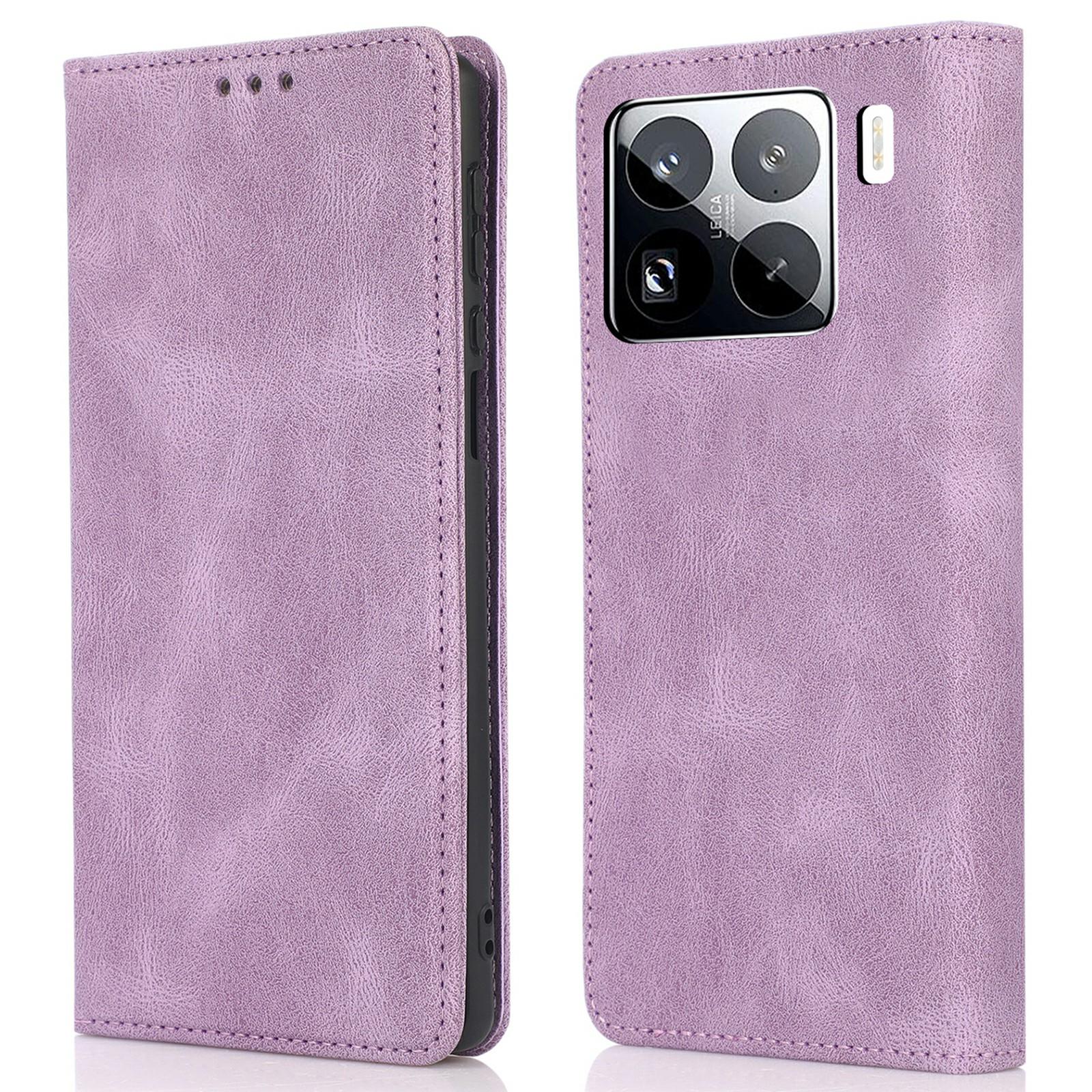 

For Xiaomi 15 Pro Case Wallet Magnetic Closing Leather Flip Phone Cover Purple