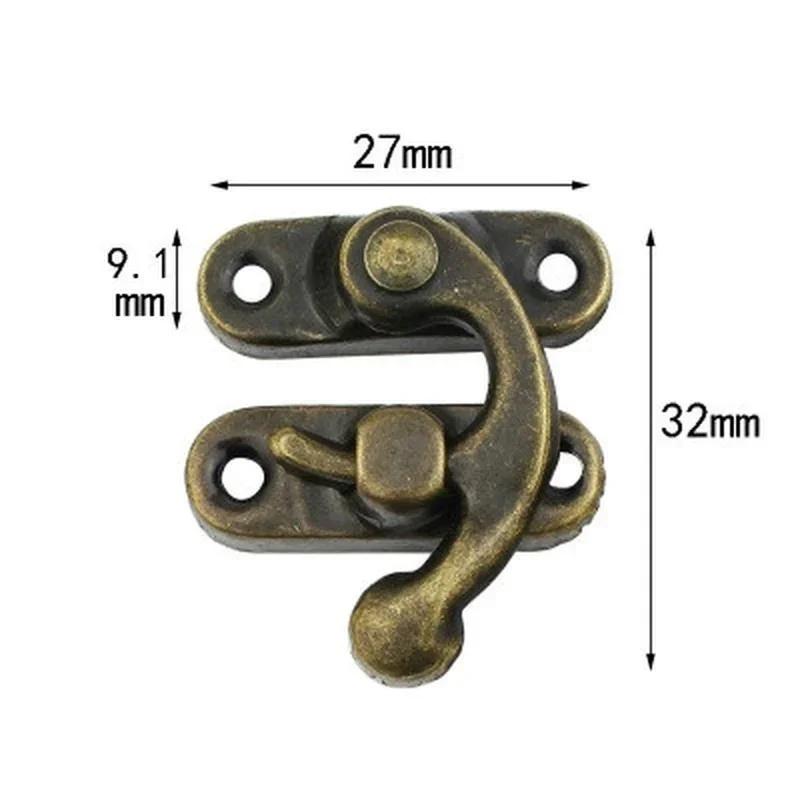 

New 10PCS 32x27mm Antique Bronze Iron Padlock Hasp Hook Lock for Mini Jewelry Wooden Box with Screws Furniture Hardware бронзовый