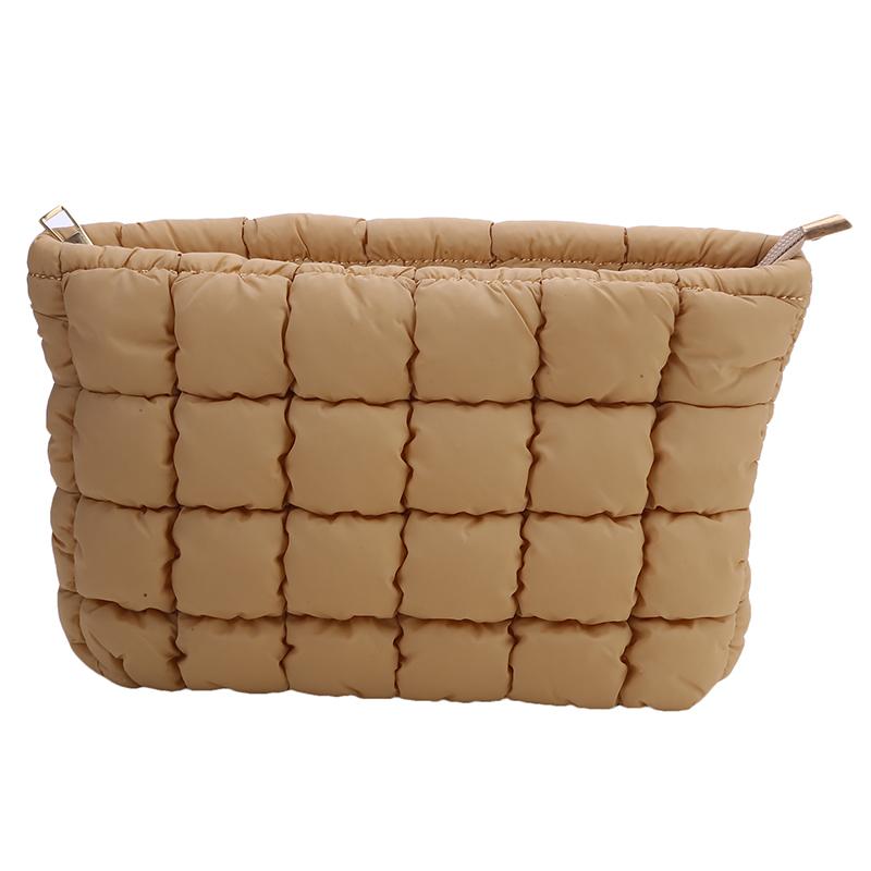 Dámská kosmetická taštička Bavlněná polstrovaná prošívaná kosmetická taštička Velkokapacitní organizér na make-up Tote taška Jednobarevné kosmetické kabelky