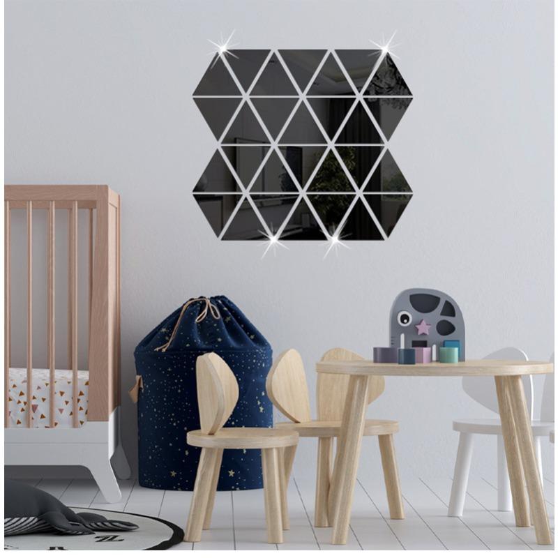 

Acrylic Mirror Equilateral Triangle 15CM Combination Creative Wall Sticker Living Room Sofa Back Wall Decorative Painting
