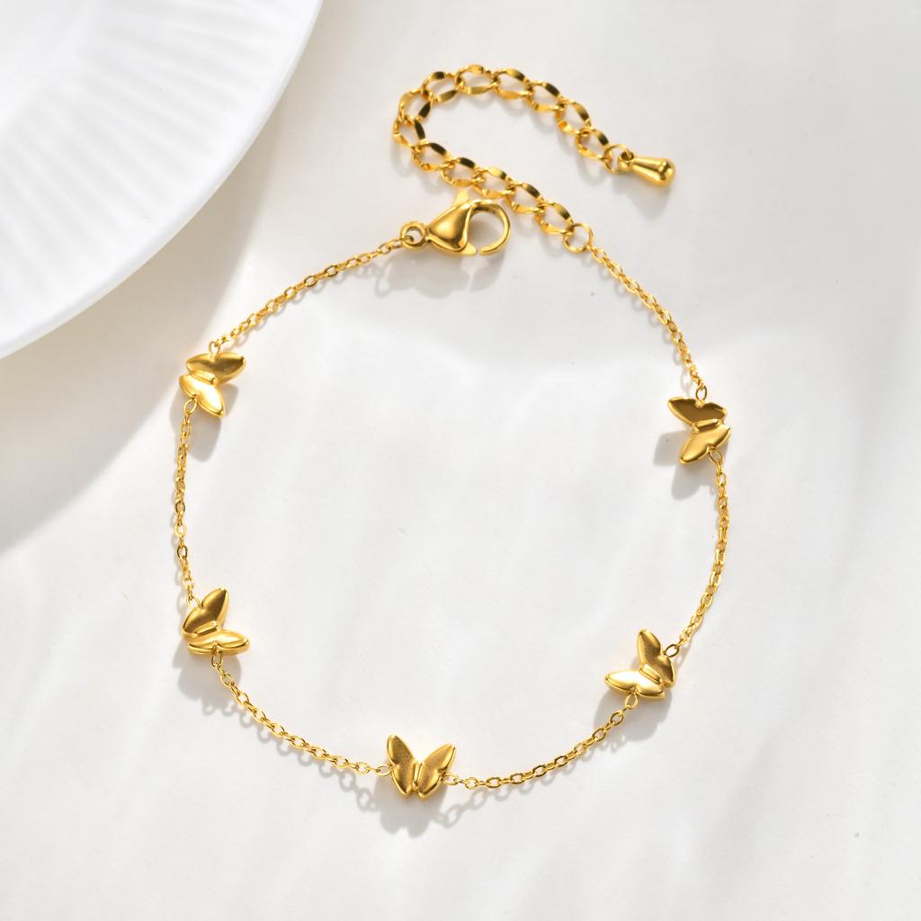 Edelstahl Schmetterling Charm Armband für Damen Zierlich Anlaufgeschützt Wasserdicht Schmuck