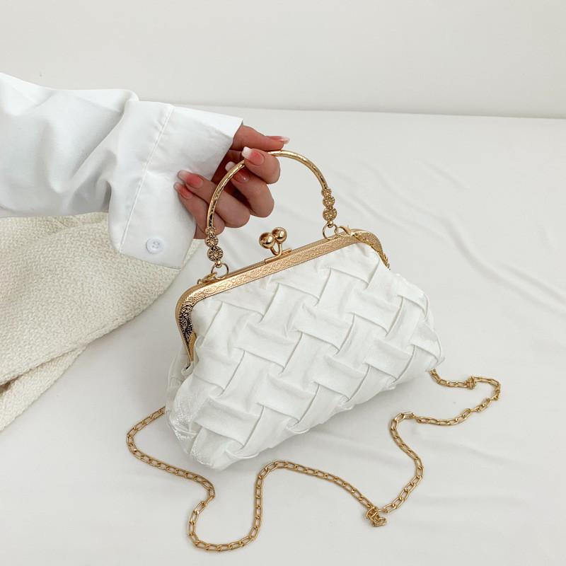 Fashionable Canvas Shell Bag Street Style Crossbody Bag For Women With Stitching Black White Pink Green