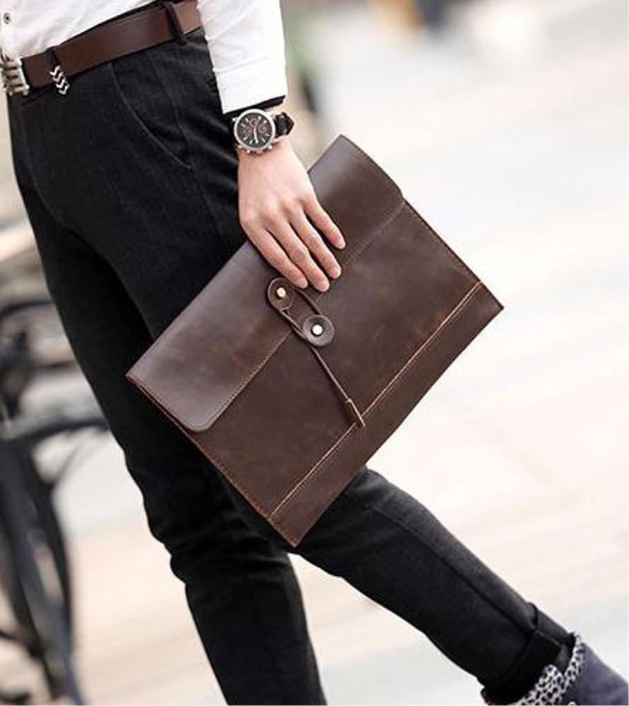 Frühlingsschwalbe SpSw Schicke Retro-Umschlag-Clutch aus PU-Leder, Perfekt für An oder Aus (Braun)