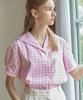 NONLOCAL Gingham Marine Collar Shirt - Pink