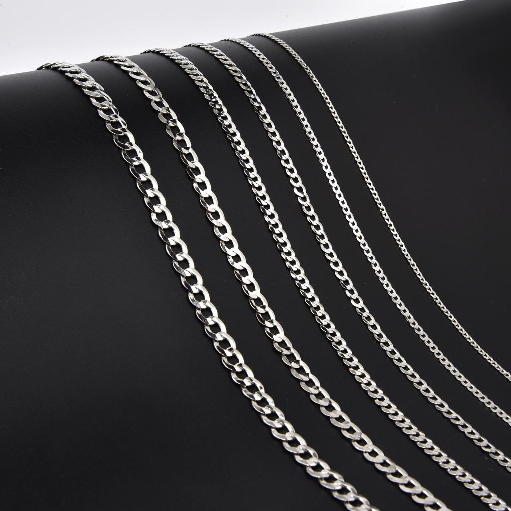 925 Sterling Silver Cuban Link Chain Necklace Solid Silver Curb Chain for Men Women Hip Hop Jewelry