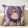 Keqing Genshin Impact Cushion Cover Natural Linen Organic Fabric DoubleSided Printing Room Sofa Decor Pillow Case