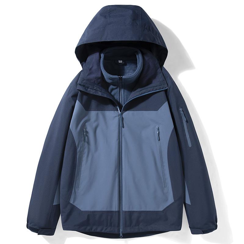 Jacket Men's Autumn and Winter Three-in-One Removable Fleece Thickened Windproof Waterproof Outdoor Jacket
