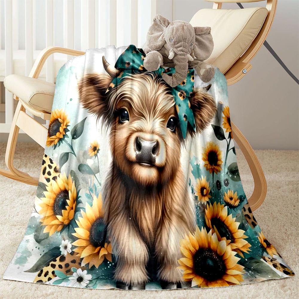 Highland Cow Selfie Flannel Blanket,Lightweight,Office Blanket,Sofa Blanket,Comfortable Blanket