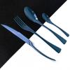 High Quality Blue Dinnerware Cutlery Set Mirror Flatware Set 18/10 Stainless Steel Western Steak Knife Family Kitchen Accessories