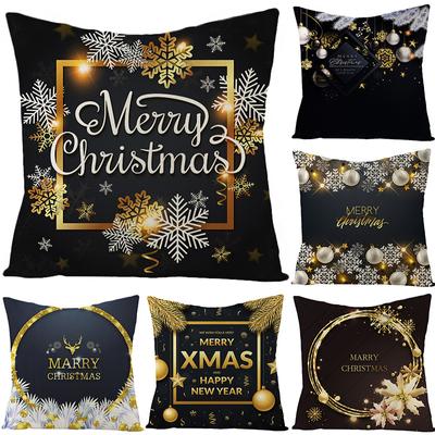 Christmas Polyester Pillowcase Black Series Home Decoration Printed Pillowcase Home