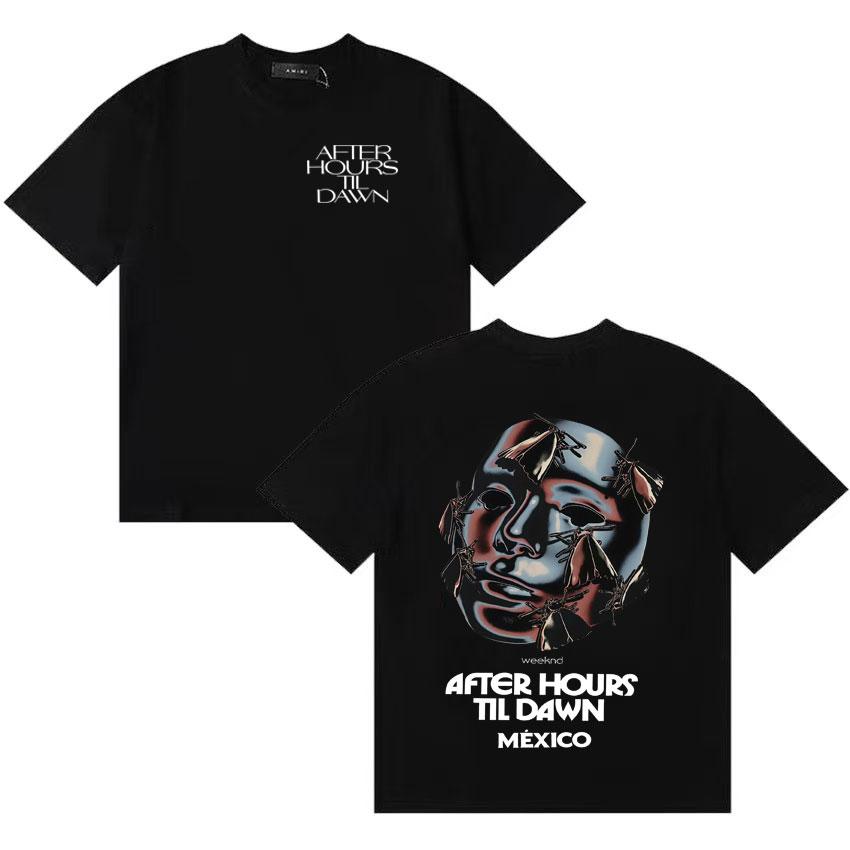 

Rapper The Weeknd After Hours Til Dawn Mexico Tour Tide summer cotton T Shirts Loose ONeck Short Sleeve S