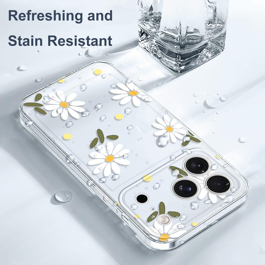 Graceful Daisies Transparent Phone Case For iPhone 17 Air 16 16e 15 14 Pro Max Plus Mini Soft TPU Cover