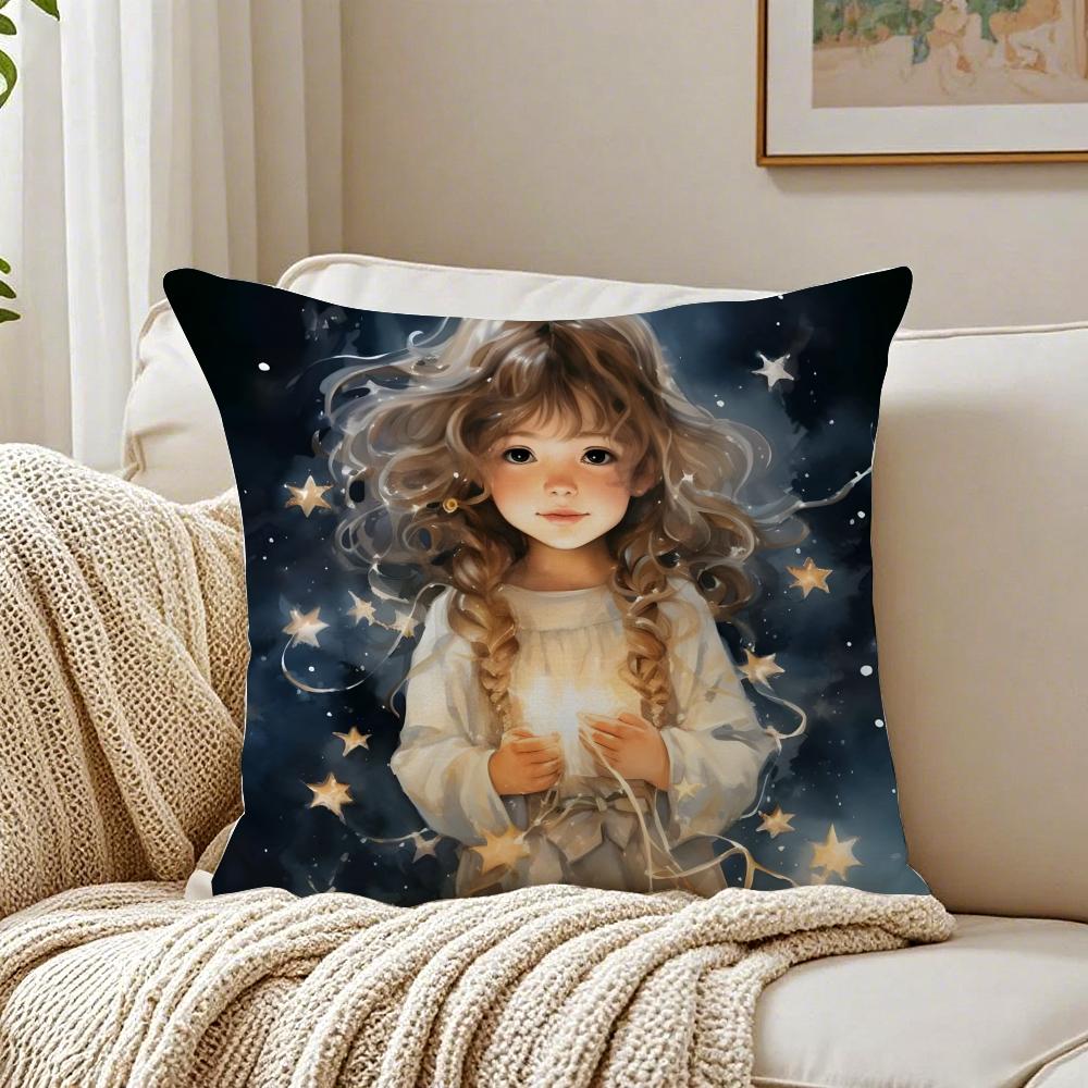 

Story The Iittle Match Girl Illustration Art Cushion Cover Pillowcase Antidustmite living Room Sofa Decor Cushion Room 30X30cm