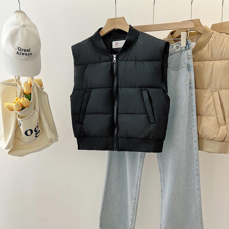 New short cotton-padded vest women's fashion baseball collar versatile and thin vest jacket tide