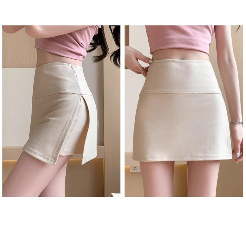 Side Slit Yoga Culottes Anti-slip Slimming Wrap Hip Skirt A-line Sports Skirt